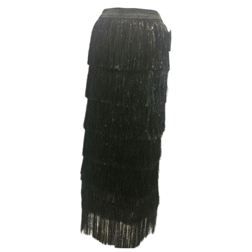 NWT - WHY Dress - Tiered Fringe Tassel Maxi Skirt - Size Small - Picture 4 of 6